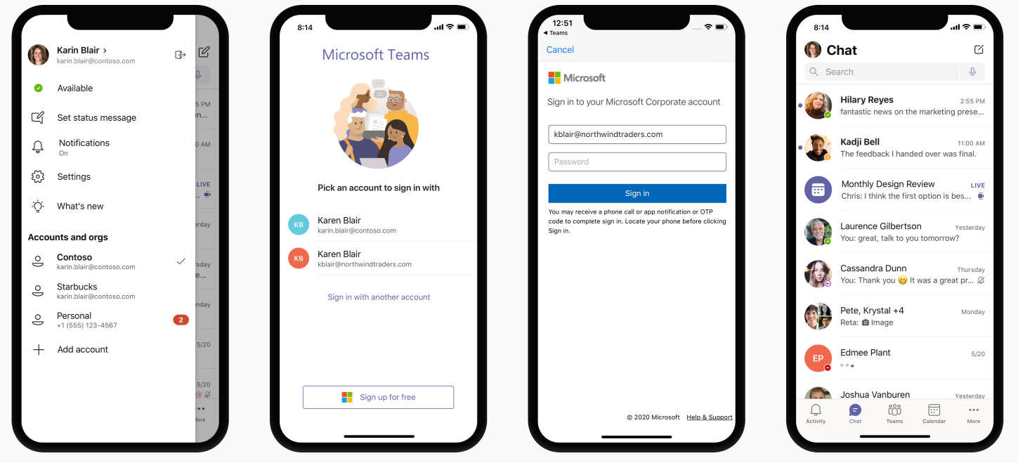 Microsoft Teams add account on mobile
